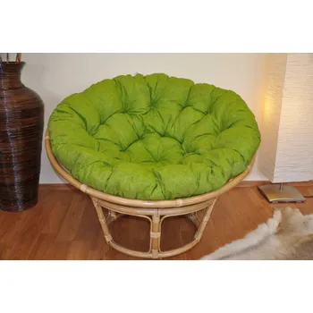 Papasan Ratanový papasan 115 cm medový - polstr světle zelený melír