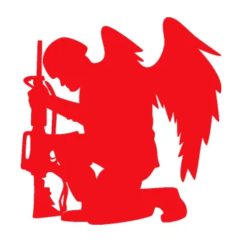 Polep vozidla SAMOLEPKA Voják 015 levá modlící se s křídly (10 - červená) NA AUTO, NÁLEPKA, FÓLIE, POLEP, TUNING, VLASTNÍ TEXT, TISK, AUTOSAMOLEPKY.cz, POLEPY, OBRÁZEK, LOGO, SAMOLEPKY