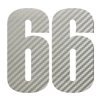Samolepicí dekorace na vozidlo Startovní číslo 66 typ 2 (52 - 3D karbon stříbrný) SAMOLEPKA NA AUTO, NÁLEPKA, FÓLIE, POLEP, TUNING, VLASTNÍ TEXT, TISK, AUTOSAMOLEPKY.cz, POLEPY, OBRÁZEK, LOGO, 3D STICKERS