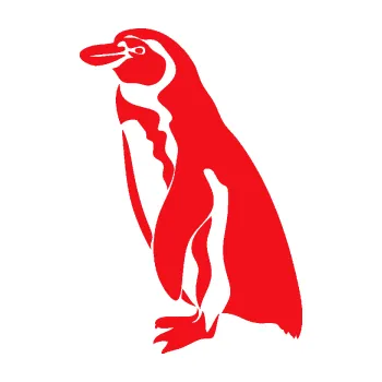 Samolepící dekorace SAMOLEPKA Tučňák 001 levá (10 - červená) NA AUTO, NÁLEPKA, FÓLIE, POLEP, TUNING, VLASTNÍ TEXT, TISK, AUTOSAMOLEPKY.cz, POLEPY, OBRÁZEK, LOGO, SAMOLEPKY