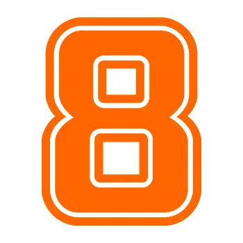 Polep vozidla Startovní číslo 8 typ 5 (73 - Fluorescentní oranžová) SAMOLEPKA NA AUTO, NÁLEPKA, FÓLIE, POLEP, TUNING, VLASTNÍ TEXT, TISK, AUTOSAMOLEPKY.cz, POLEPY, OBRÁZEK, LOGO, 3D STICKERS
