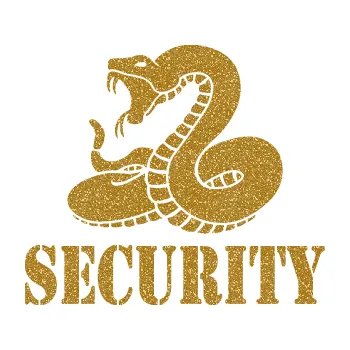 Samolepicí dekorace na vozidlo Security hlídáno - levá had (92 - Ultra Metalic zlatá) SAMOLEPKA NA AUTO, NÁLEPKA, FÓLIE, POLEP, TUNING, VLASTNÍ TEXT, TISK, AUTOSAMOLEPKY.cz, POLEPY, OBRÁZEK, LOGO, 3D STICKERS