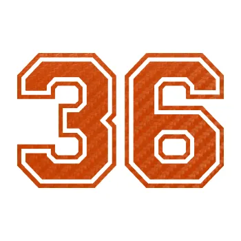 Polep vozidla Startovní číslo 36 typ 4 (54 - 3D karbon oranžový) SAMOLEPKA NA AUTO, NÁLEPKA, FÓLIE, POLEP, TUNING, VLASTNÍ TEXT, TISK, AUTOSAMOLEPKY.cz, POLEPY, OBRÁZEK, LOGO, 3D STICKERS