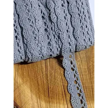 Krajka Bavlněná krajka šíře 15 mm paličkovaná barva šedá