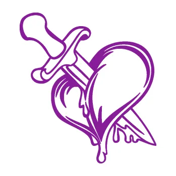 Samolepící dekorace Srdce propíchlé dýkou levá (14 - fialová) SAMOLEPKA NA AUTO, NÁLEPKA, FÓLIE, POLEP, TUNING, VLASTNÍ TEXT, TISK, AUTOSAMOLEPKY.cz, POLEPY, OBRÁZEK, LOGO, 3D STICKERS