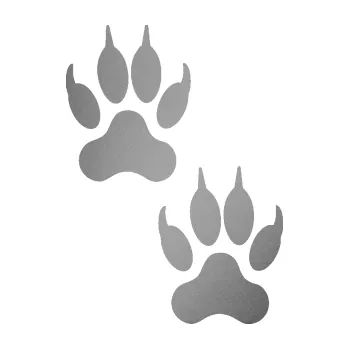 samolepka Tlapky 013 vlčí stopa (42 - stříbrná metalíza) SAMOLEPKA NA AUTO, NÁLEPKA, FÓLIE, POLEP, TUNING, VLASTNÍ TEXT, TISK, AUTOSAMOLEPKY.cz, POLEPY, OBRÁZEK, LOGO, 3D STICKERS