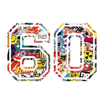 Polep vozidla Startovní číslo 60 typ 4 (83 - Sticker bomb) SAMOLEPKA NA AUTO, NÁLEPKA, FÓLIE, POLEP, TUNING, VLASTNÍ TEXT, TISK, AUTOSAMOLEPKY.cz, POLEPY, OBRÁZEK, LOGO, 3D STICKERS