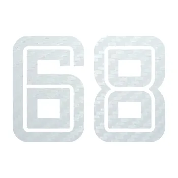 Polep vozidla SAMOLEPKA Startovní číslo 68 typ 7 (51 - 3D karbon bílý) NA AUTO, NÁLEPKA, FÓLIE, POLEP, TUNING, VLASTNÍ TEXT, TISK, AUTOSAMOLEPKY.cz, POLEPY, OBRÁZEK, LOGO, SAMOLEPKY