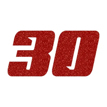 Polep vozidla Startovní číslo 30 typ 6 (86 - Ultra Metalic červená) SAMOLEPKA NA AUTO, NÁLEPKA, FÓLIE, POLEP, TUNING, VLASTNÍ TEXT, TISK, AUTOSAMOLEPKY.cz, POLEPY, OBRÁZEK, LOGO, 3D STICKERS