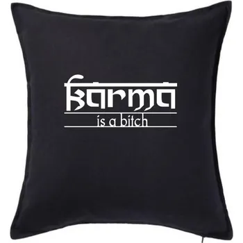 Polštář Karma Indický nápis - Polštář 50x50 - 50x50 - Včetně výplně ( Černá )