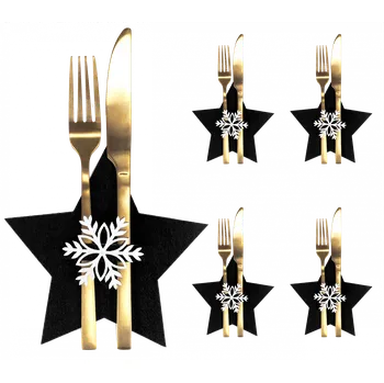 Vánoční dekorace Rea Vánoční obal na příbory 4 ks. Černá hvězda