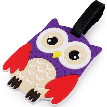 Náramek Jmenovka / visačka na kufr sova, jednorožec, malé, 1 fialová sova