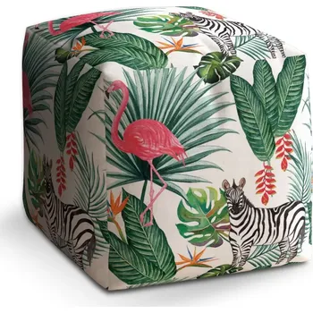 Taburet Taburet Kostka Zebra a Plameňák: 40x40x40 cm - Sablio