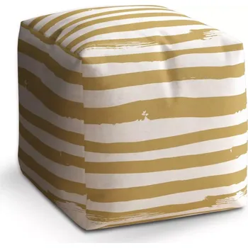 Taburet Taburet Kostka Zlaté pruhy: 40x40x40 cm - Sablio