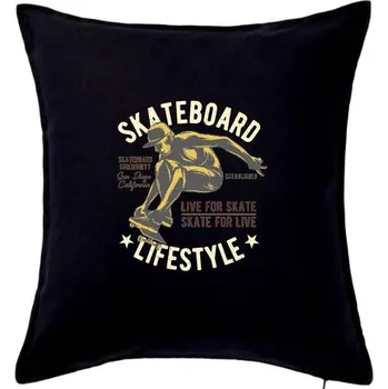 Polštář Skateboard lifestyle community - Polštář 50x50 - 50x50 - Včetně výplně ( Černá )