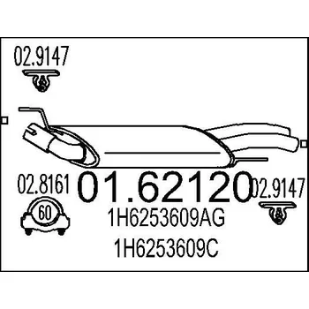 Tlumič výfuku Zadní tlumič výfuku MTS 01.62120