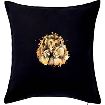 Polštář Lví rodina - Polštář 50x50 - 50x50 - Pouze potah ( Černá )