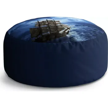 Sedací pytel Kulatý taburet Circle Loď v bouřce: 38x48 cm - Sablio