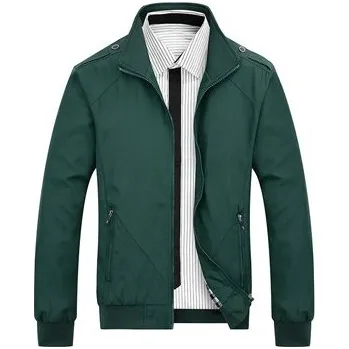 Pánská softshellová bunda Podzimní bunda na zip slim větrovka sportovní Barva: Zelená, Velikost: 4XL