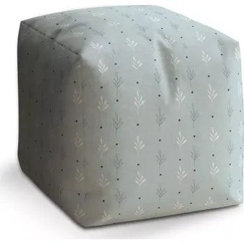 Taburet Taburet Kostka Modré a bílé lístky: 40x40x40 cm - Sablio