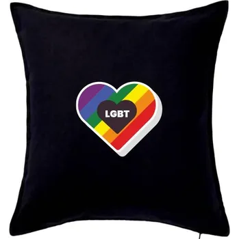 Polštář LGBT srdce duhové - Polštář 50x50 - 50x50 - Pouze potah ( Černá )