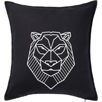 Polštář Geometrie - Lev - Polštář 50x50 - 50x50 - Pouze potah ( Černá )
