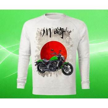 Pánská mikina mikina KAWASAKI VULCAN I pánská 3XL (mikina s motorkou světle šedý melír)