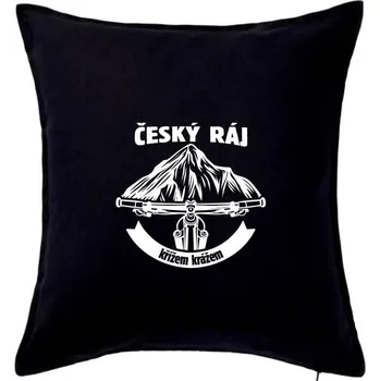 Polštář Český ráj křížem krážem - Polštář 50x50 - 50x50 - Pouze potah ( Černá )