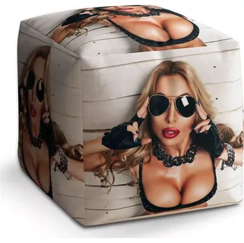 Taburet Taburet Kostka Žena s brýlemi: 40x40x40 cm - Sablio