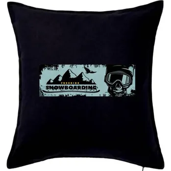 Polštář Obdélník snowboarding lebka - Polštář 50x50 - 50x50 - Pouze potah ( Černá )