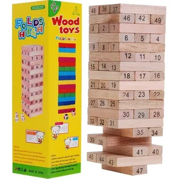 Hlavolam Dřevěná hra Jenga 48 dílků barevná