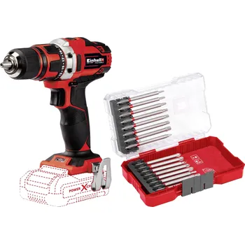 Einhell Power X-Change TE-CD 18/40 Li aku vrtací šroubovák, 18 V Li-Ion vč. 16dílné sady bitů, bez akumulátoru, bez nabíječky, 1855565 plus 2936800