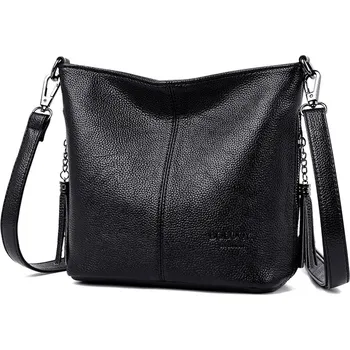 Kabelka Dámská kožená kabelka FLY FF343 Barva: Černá, Velikost: (20cm