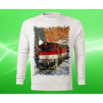 Pánská mikina mikina lokomotivou 754 032-1 dámská XL (mikina s vlakem světle šedý melír)