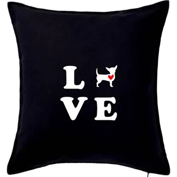 Polštář Čivava love - Polštář 50x50 - 50x50 - Pouze potah ( Černá )