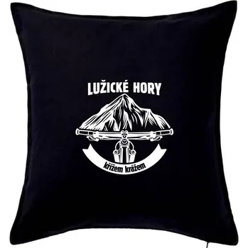 Polštář Lužické hory křížem krážem - Polštář 50x50 - 50x50 - Pouze potah ( Černá )