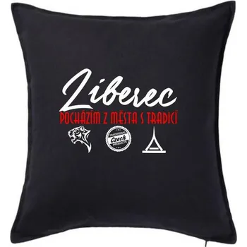 Polštář Liberec město s tradicí - Polštář 50x50 - 50x50 - Pouze potah ( Černá )