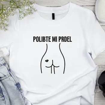Dámské tričko - Polibte mi prdel Barva: Černá, Velikost: 2XL