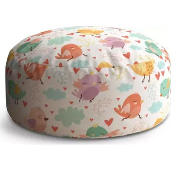 Sedací pytel Kulatý taburet Circle Oblak s ptáčky: 38x48 cm - Sablio