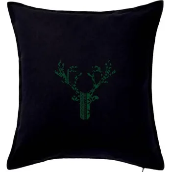 Polštář Jelen vzorovaný - Polštář 50x50 - 50x50 - Včetně výplně ( Černá )