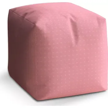 Taburet Taburet Kostka Bílé čárky na růžové: 40x40x40 cm - Sablio