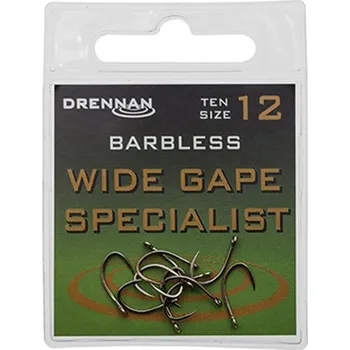 Rybářský háček Drennan háčky bez protihrotu Wide Gape Specialist Barbless vel. 18