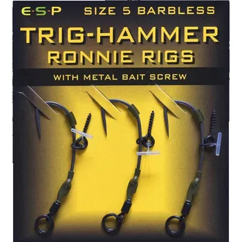 Rybářský háček ESP návazce Trig Hammer Ronnie Rig Barbless vel. 5