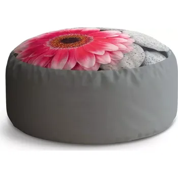 Sedací pytel Kulatý taburet Circle Gerbera na kamenech: 38x48 cm - Sablio