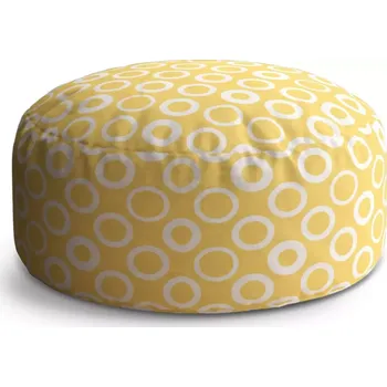 Sedací pytel Kulatý taburet Circle Bílé kruhy na žluté: 38x48 cm - Sablio