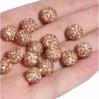 Dětské navlékací korálky Pro Háčkování Shamballa korálek 10 mm růžově zlatý