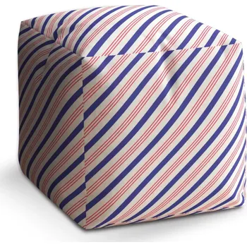 Taburet Taburet Kostka Modročervené pruhy: 40x40x40 cm - Sablio