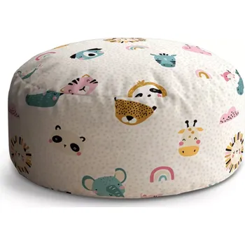 Sedací pytel Kulatý taburet Circle Hroch, zebra a slunce: 38x48 cm - Sablio