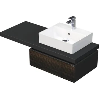 Koupelnový nábytek Desk 3D - skříňka 120 cm s umyvadlem na desku vpravo, 1 zásuvka, závěsná, dřevodekor DE 54 3D 120 P STORM 1Z LR29
