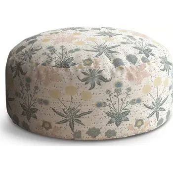Sedací pytel Kulatý taburet Circle Šedé květiny: 38x48 cm - Sablio